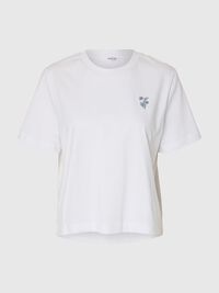 EMBROIDERED CREWNECK T-SHIRT, Bright White, highres