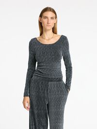 GLITTRIGT LÅNGÄRMAD TOPP, Black, highres