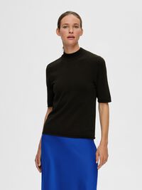 GLITTER KNITTED TOP, Black, highres