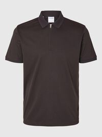 ZIPPER POLO SHIRT, Chocolate Torte, highres