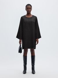CRINKLED MINI DRESS, Black, highres