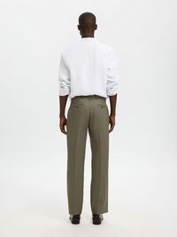REGULAR FIT LINEN TROUSERS, Olive Green, highres