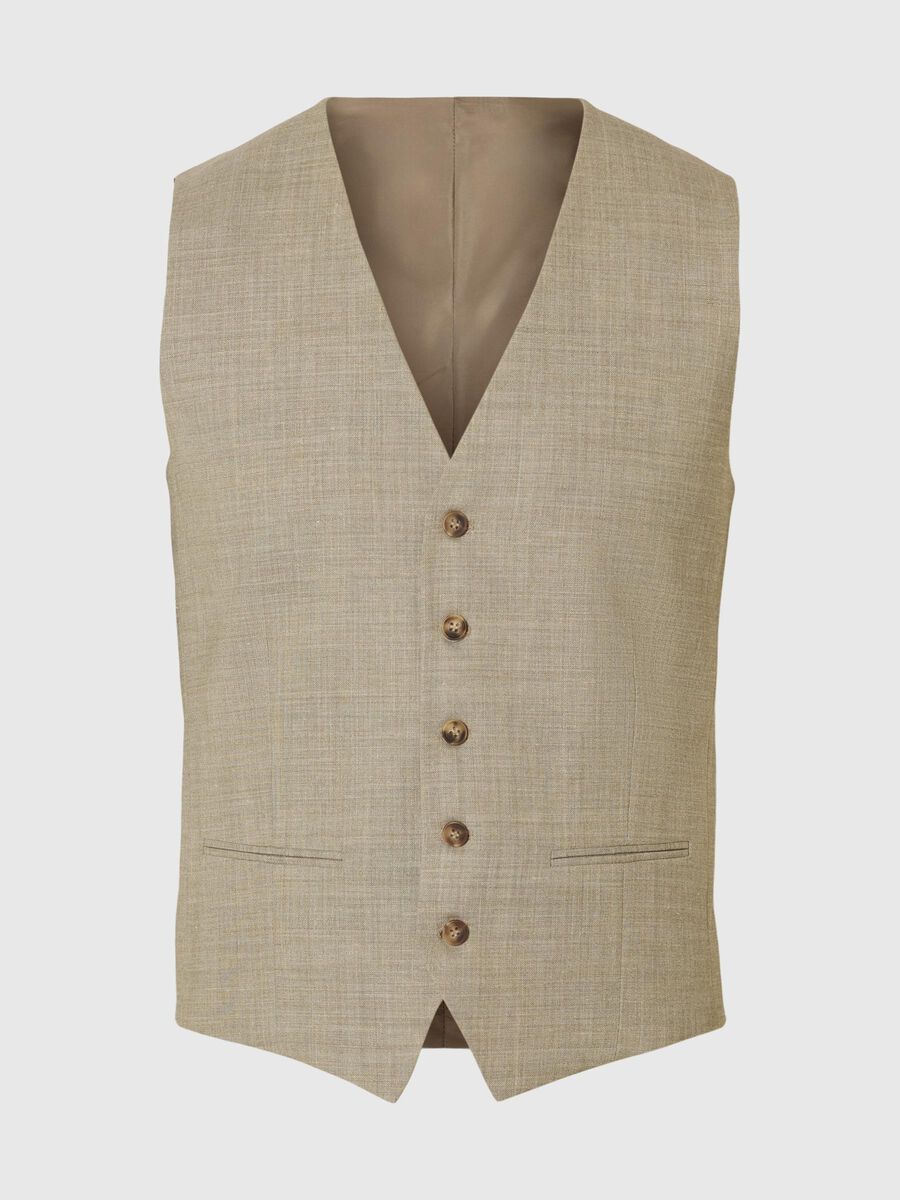 Selected SLIM FIT VEST, Sand, highres - 16097514_Sand_001.jpg