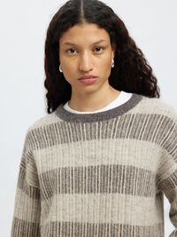 WOOL BLEND KNITTED JUMPER, Medium Grey Melange, highres