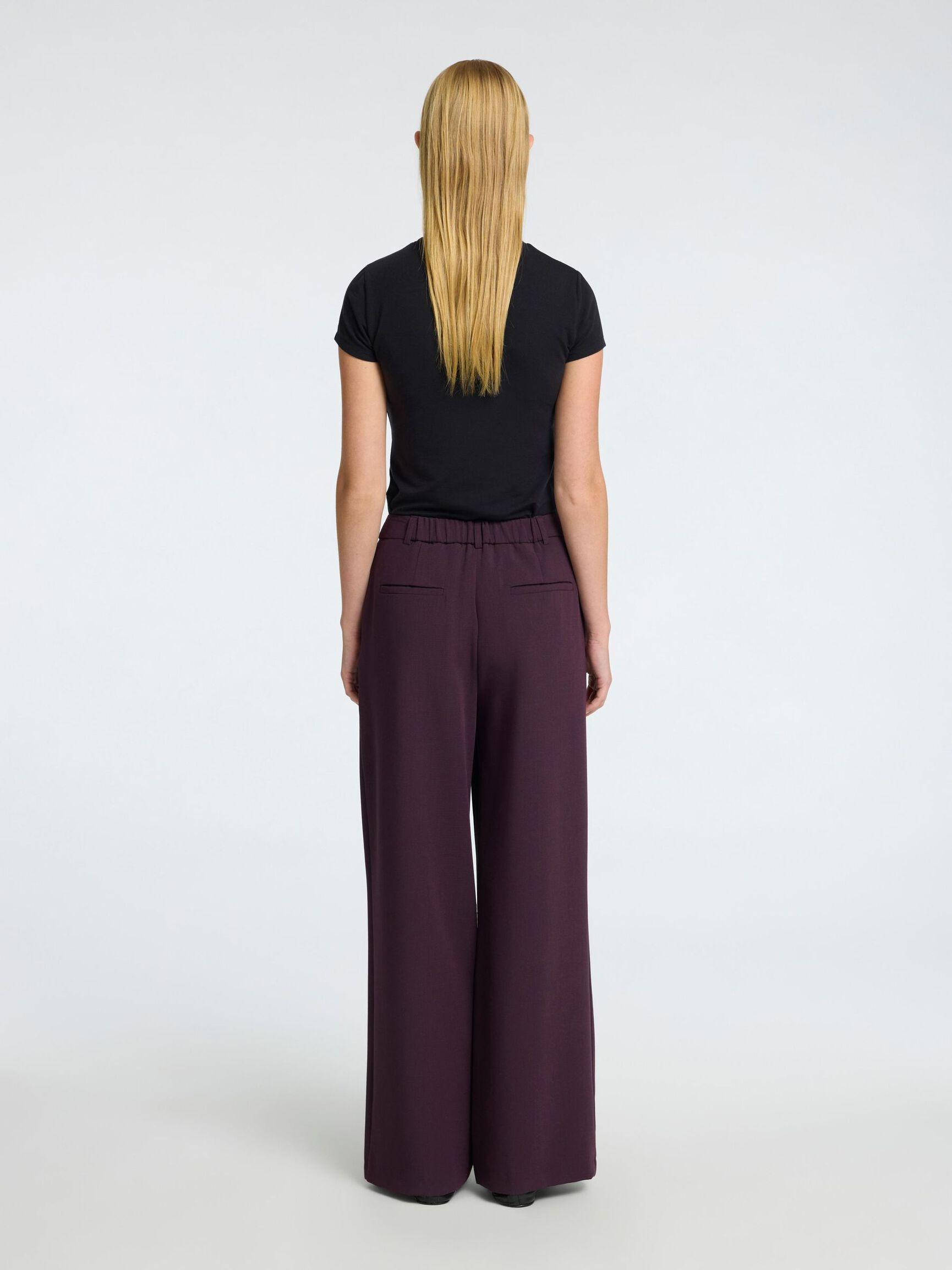 VISKOSEBLANDING BUKSER MED VIDE BEN, Plum Perfect, highres