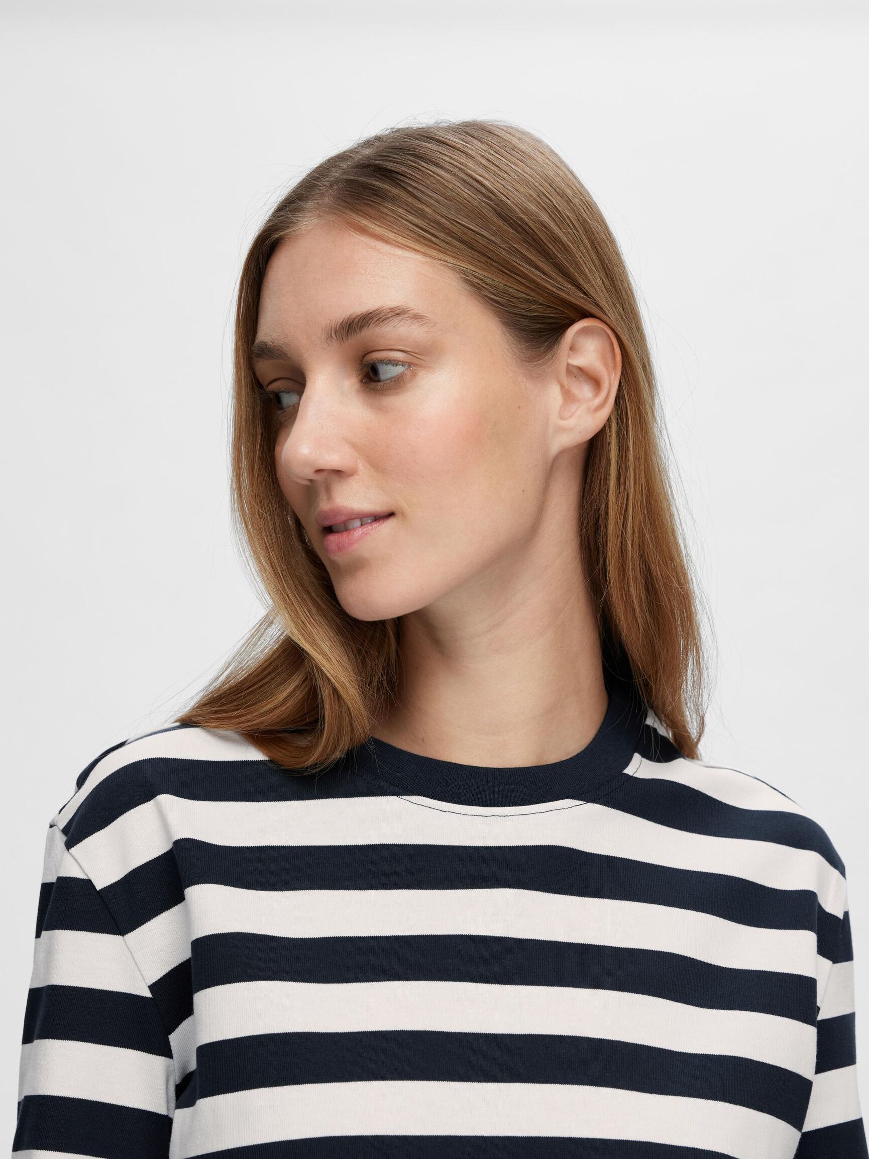 STRIPED LONG-SLEEVED T-SHIRT, Dark Sapphire, highres