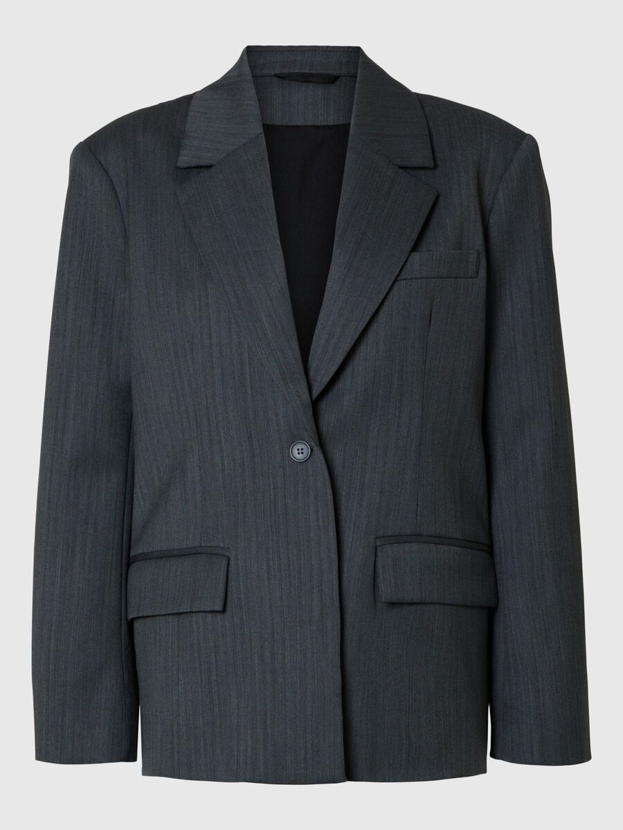 Selected ASYMMETRIC WOOL BLEND OVERSIZED BLAZER, Steel Gray, highres - 16095678_SteelGray_001.jpg
