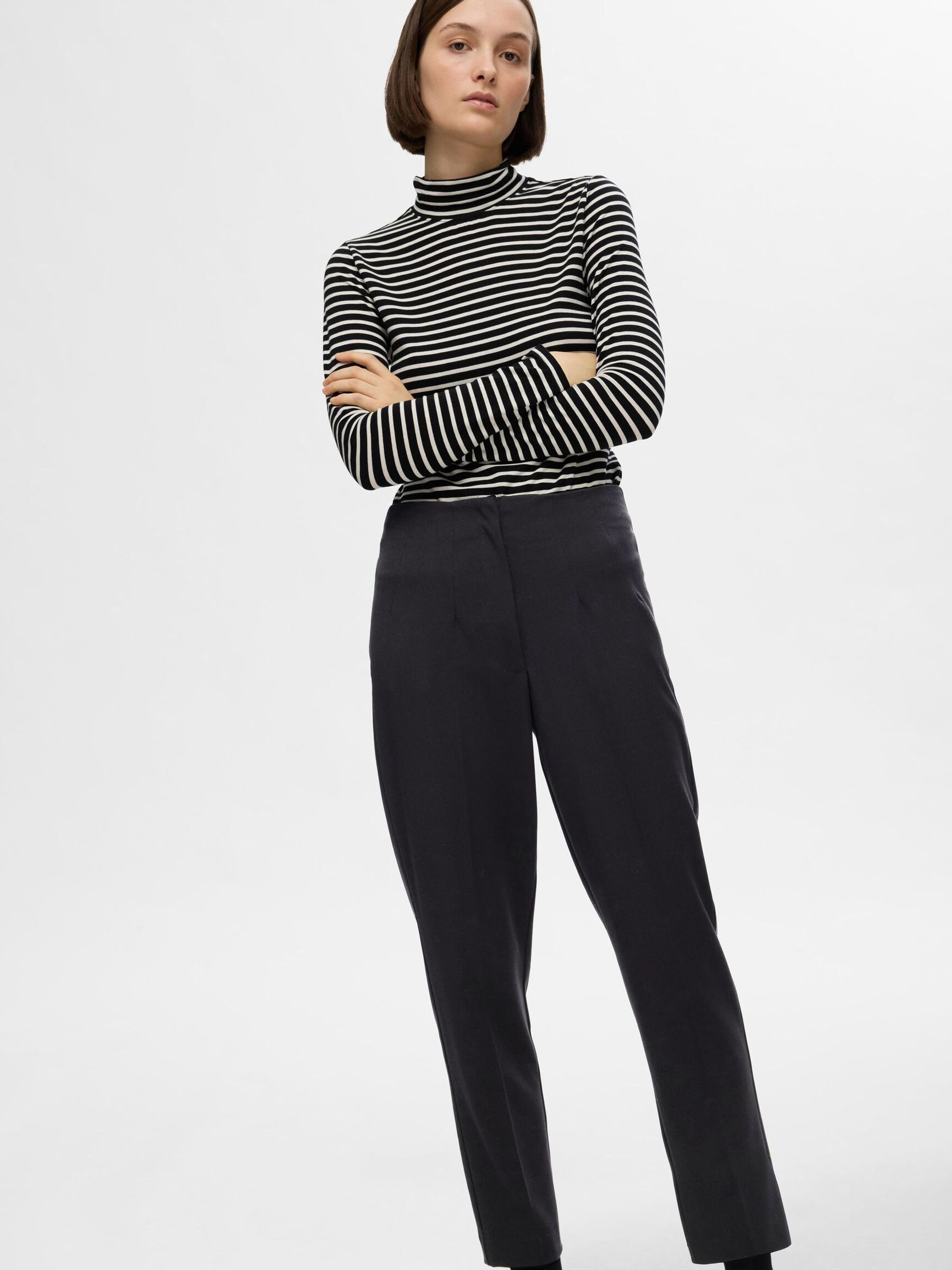 TAILORED TAPERED TROUSERS, Black, highres