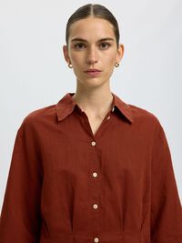 HØRBLANDING KORTÆRMET SKJORTE, Cherry Mahogany, highres