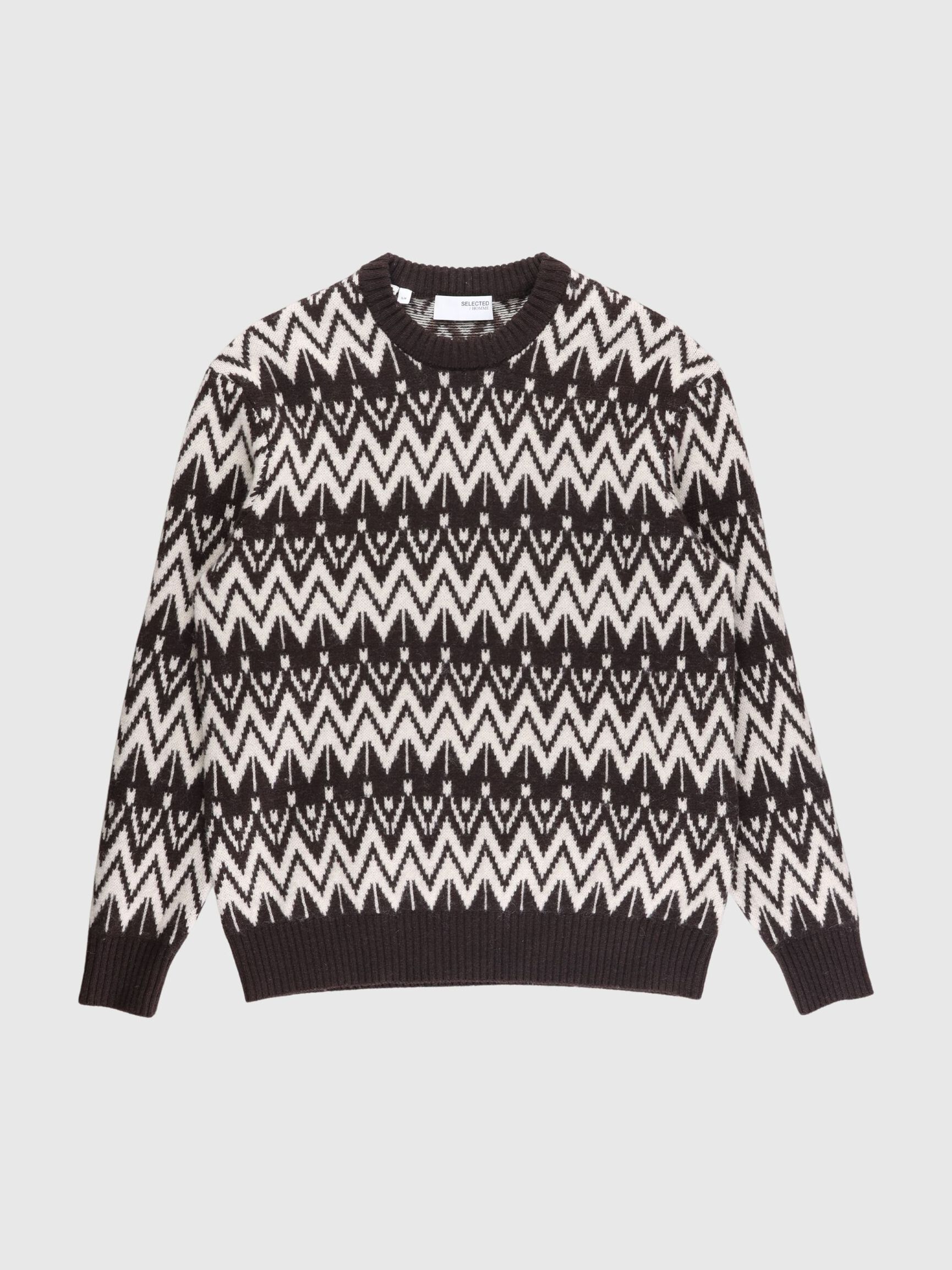 100% WOLL PULLOVER MIT RUNDHALSAUSSCHNITT, Chocolate Torte, highres