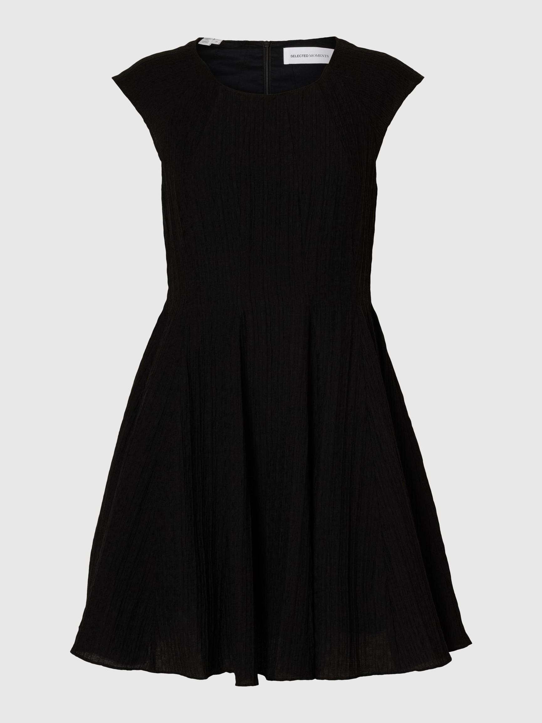 CAP SLEEVE MINI DRESS, Black, highres