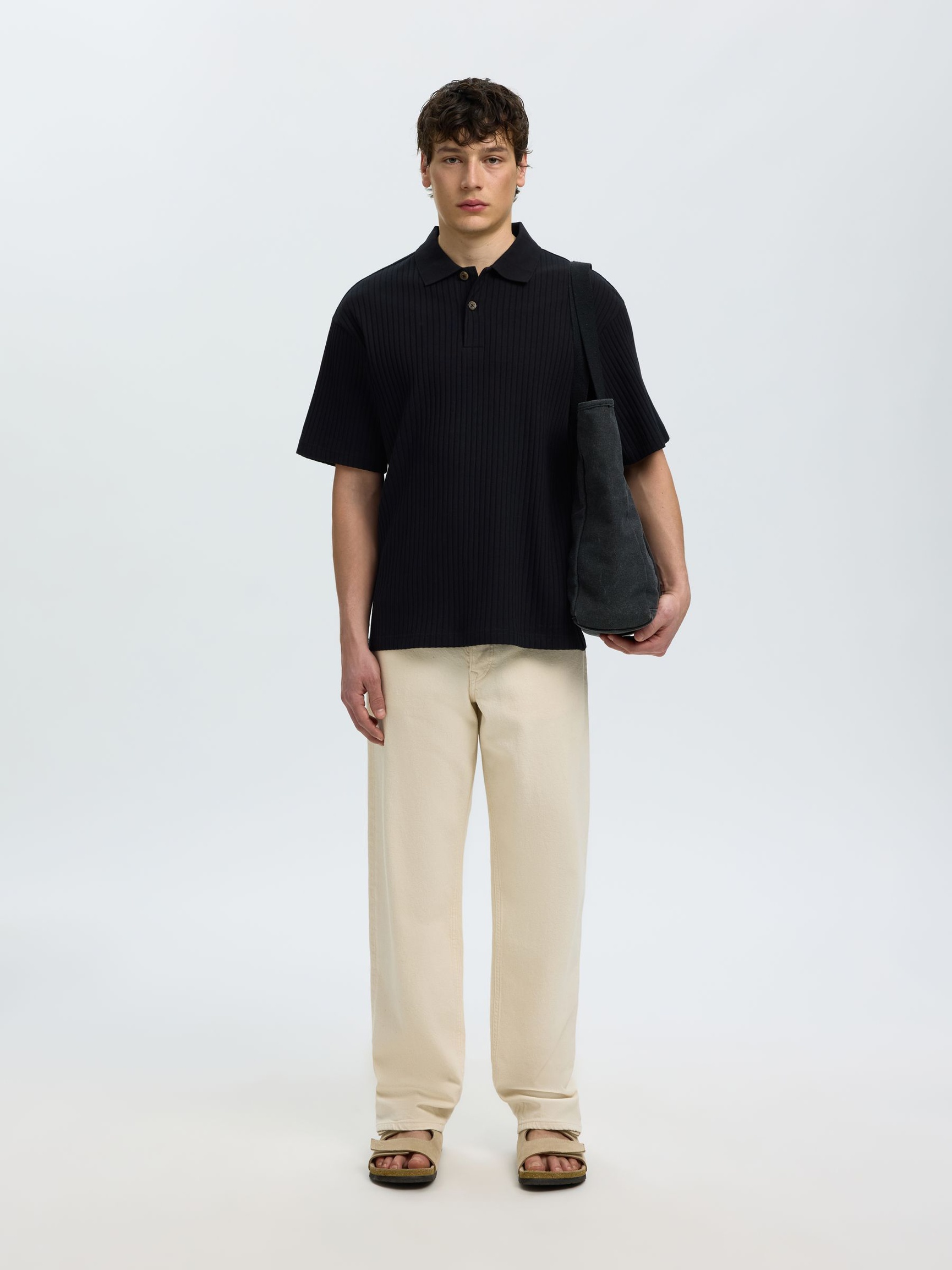 RELAXED FIT GERIBBELD POLO, Black, highres