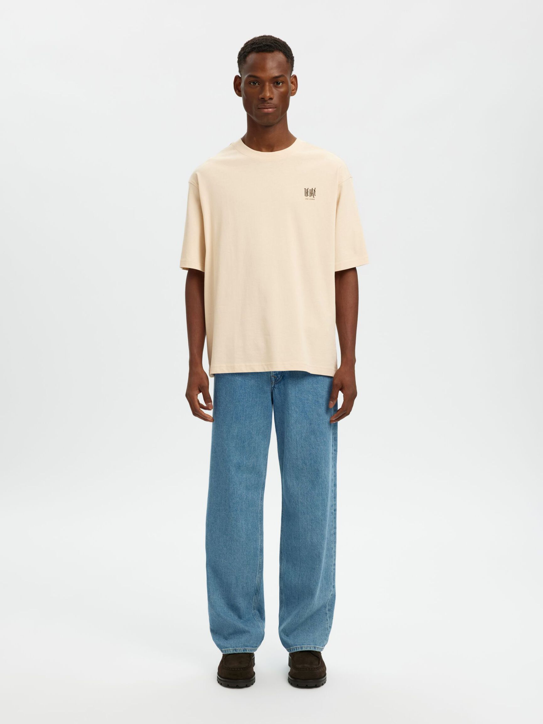 TRYCKTA T-SHIRT MED RUND HALSRINGNING, Angora, highres