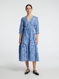 TIE WAIST MIDI DRESS, Vista Blue, highres