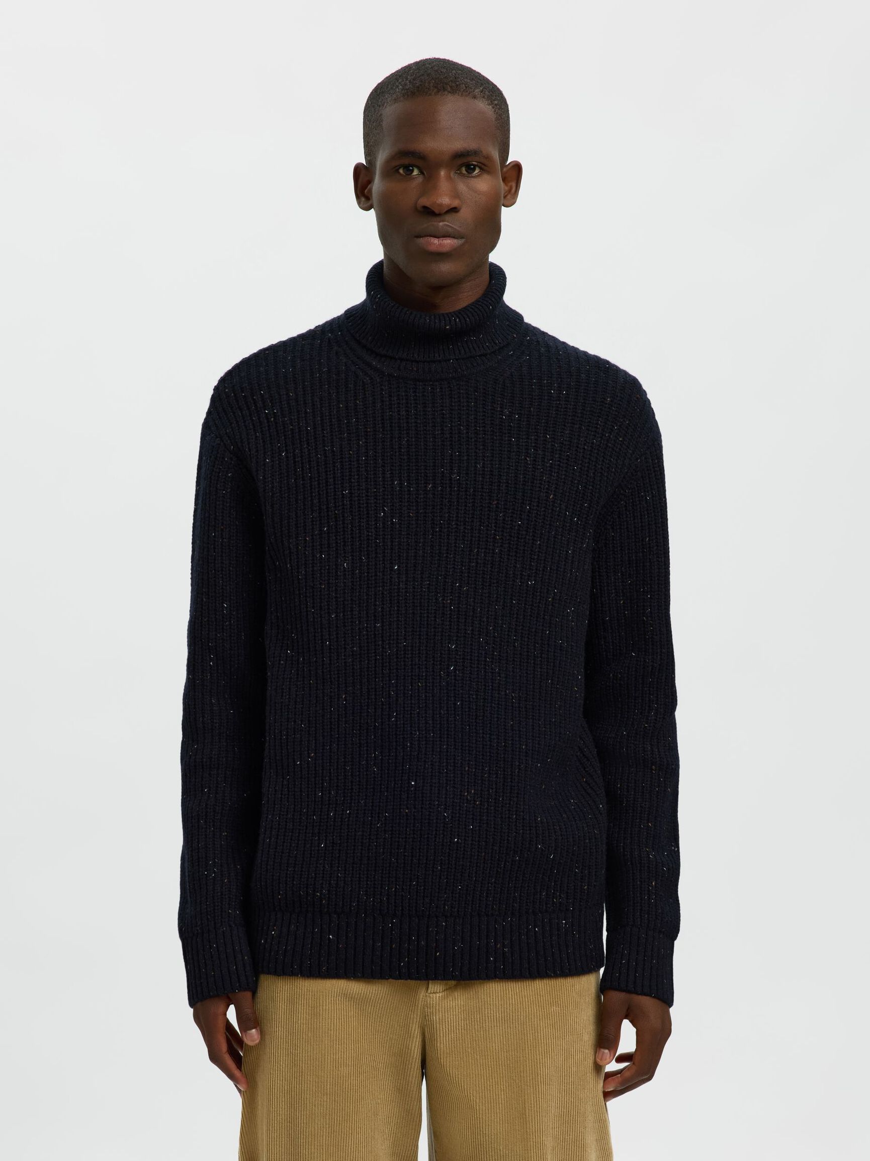 WOOL BLEND KNITTED PULLOVER, Sky Captain, highres