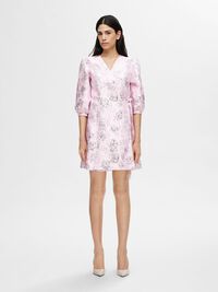 FLORAL JACQUARD WRAP DRESS, Cradle Pink, highres