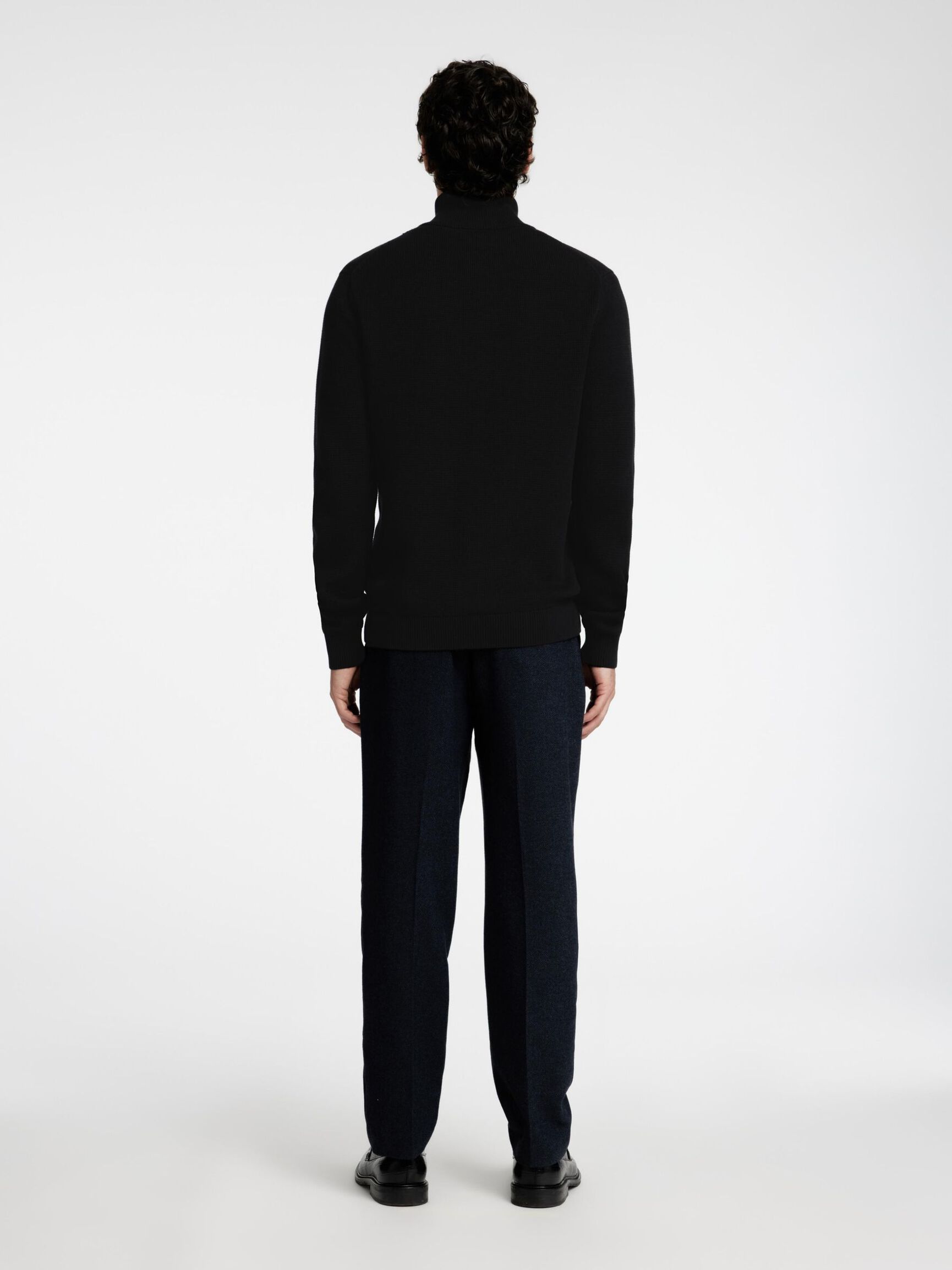 HOGE HALS MET RITS GEBREID VEST, Black, highres