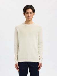 RONDE HALS SWEATER, Oatmeal, highres