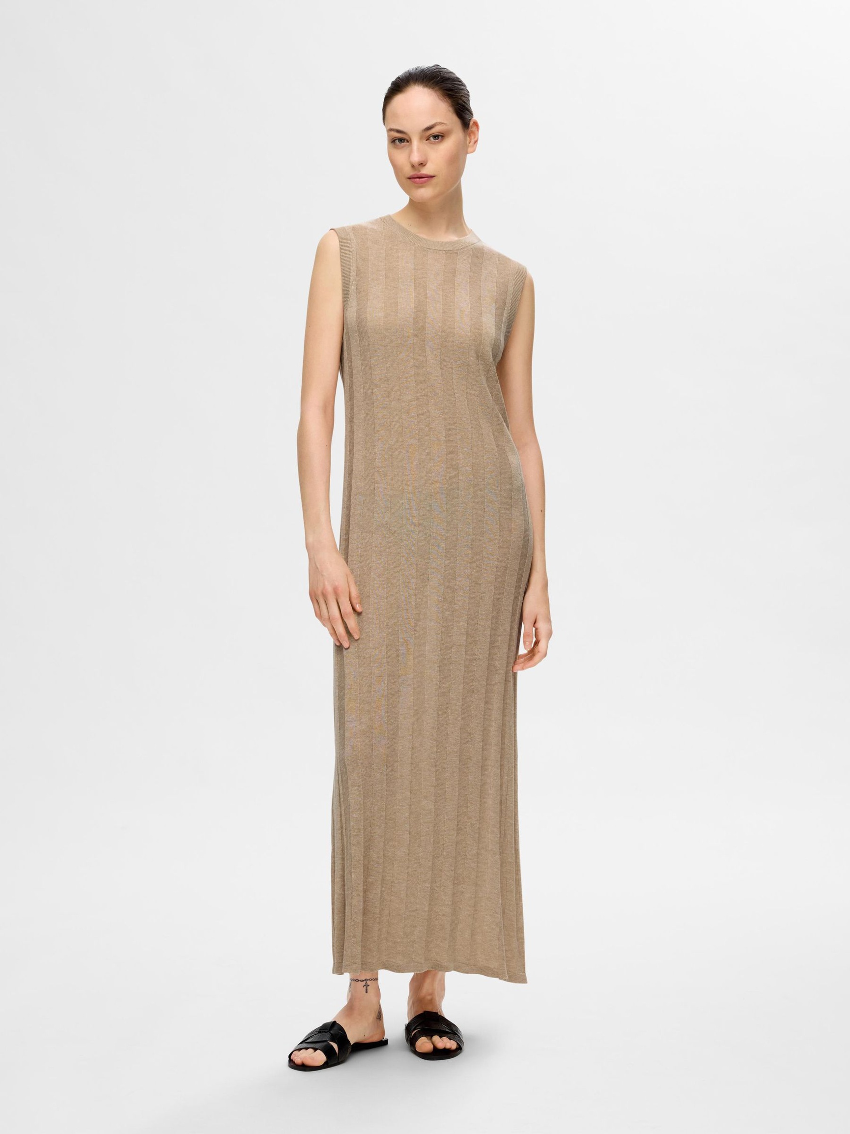 KNITTED MAXI DRESS, Humus, highres
