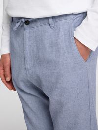 SLIM TAPERED LINEN BLEND TROUSERS, Cashmere Blue, highres