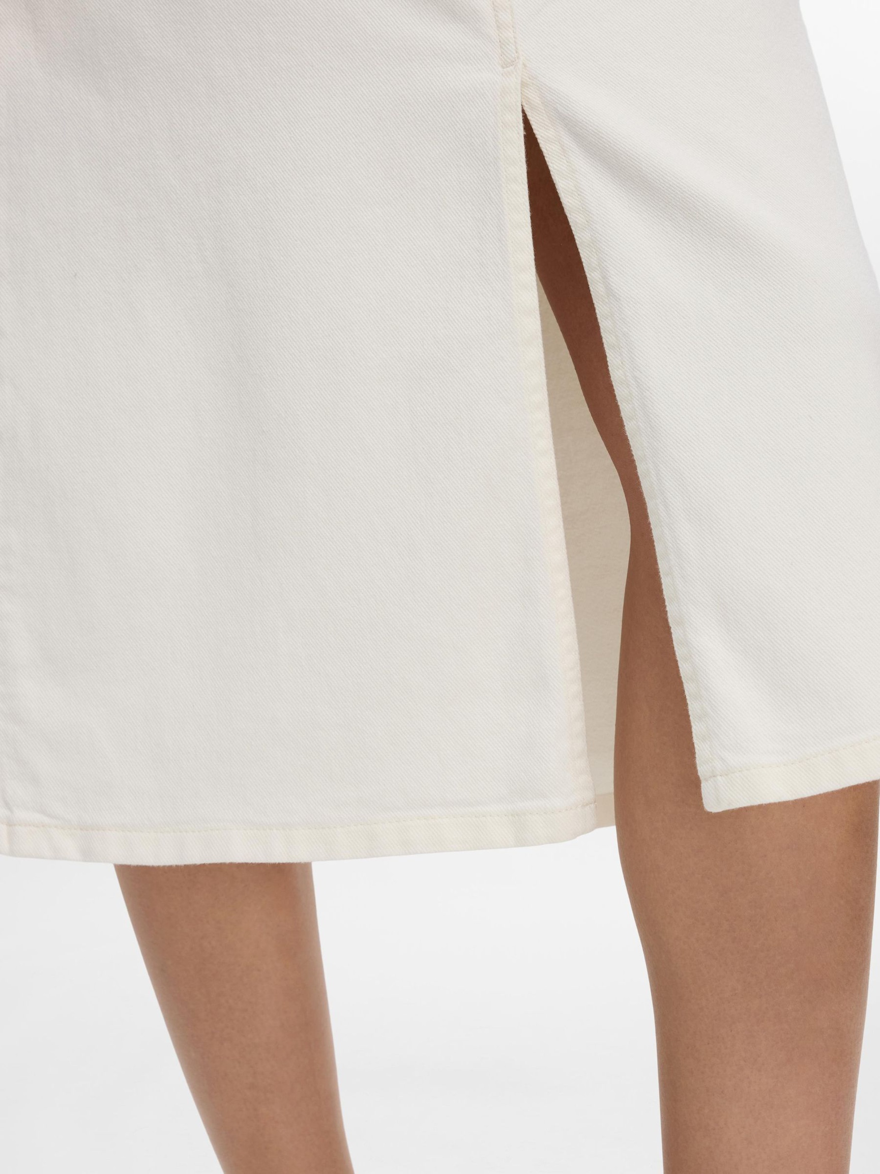 DENIM MIDDELLANGE ROK, Snow White, highres