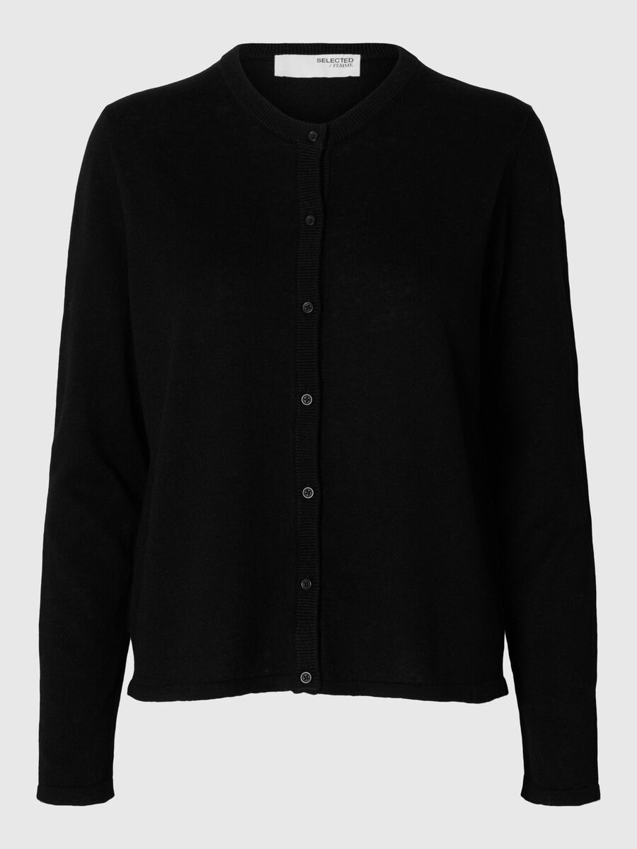 Selected LINBLANDING STRIKKET CARDIGAN, Black, highres - 16096203_Black_001.jpg