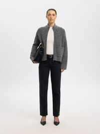 WOOL BLEND CARDIGAN, Medium Grey Melange, highres