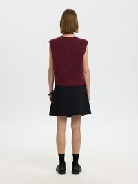 WOOL BLEND  WAISTCOAT, Tawny Port, highres