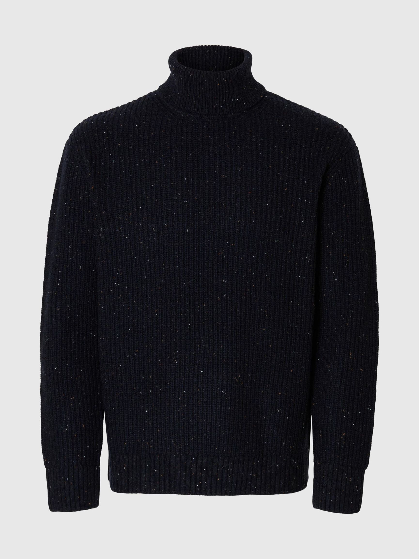 WOOL BLEND KNITTED PULLOVER, Sky Captain, highres
