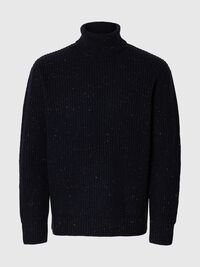 WOOL BLEND KNITTED PULLOVER, Sky Captain, highres