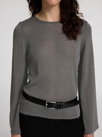 VISCOSE BLEND KNITTED TOP, Volcanic Ash, highres