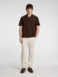 LIN MÉLANGÉ CHEMISE À MANCHES COURTES, Coffee Bean, highres