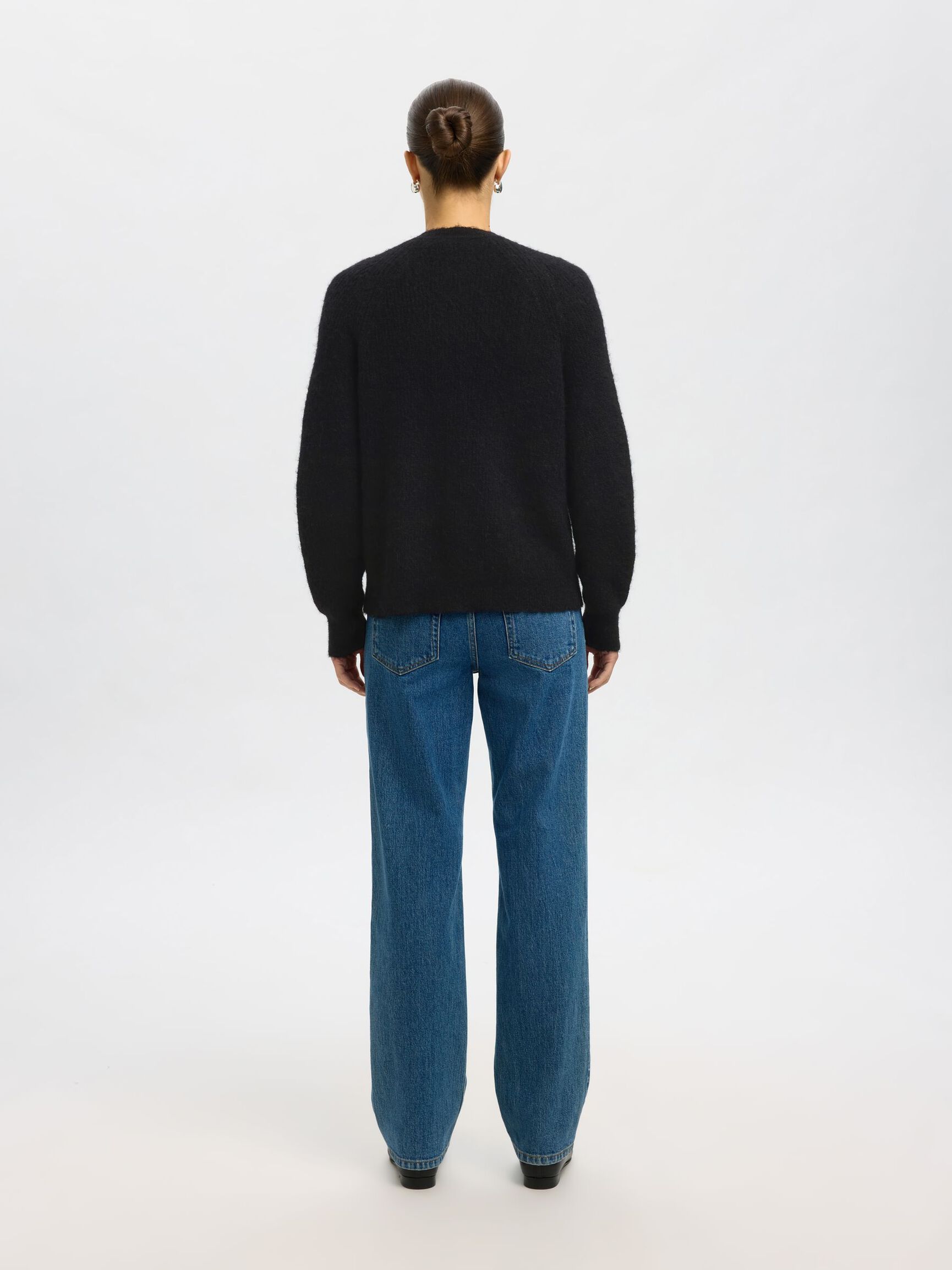 LONG-SLEEVED CARDIGAN, Black, highres