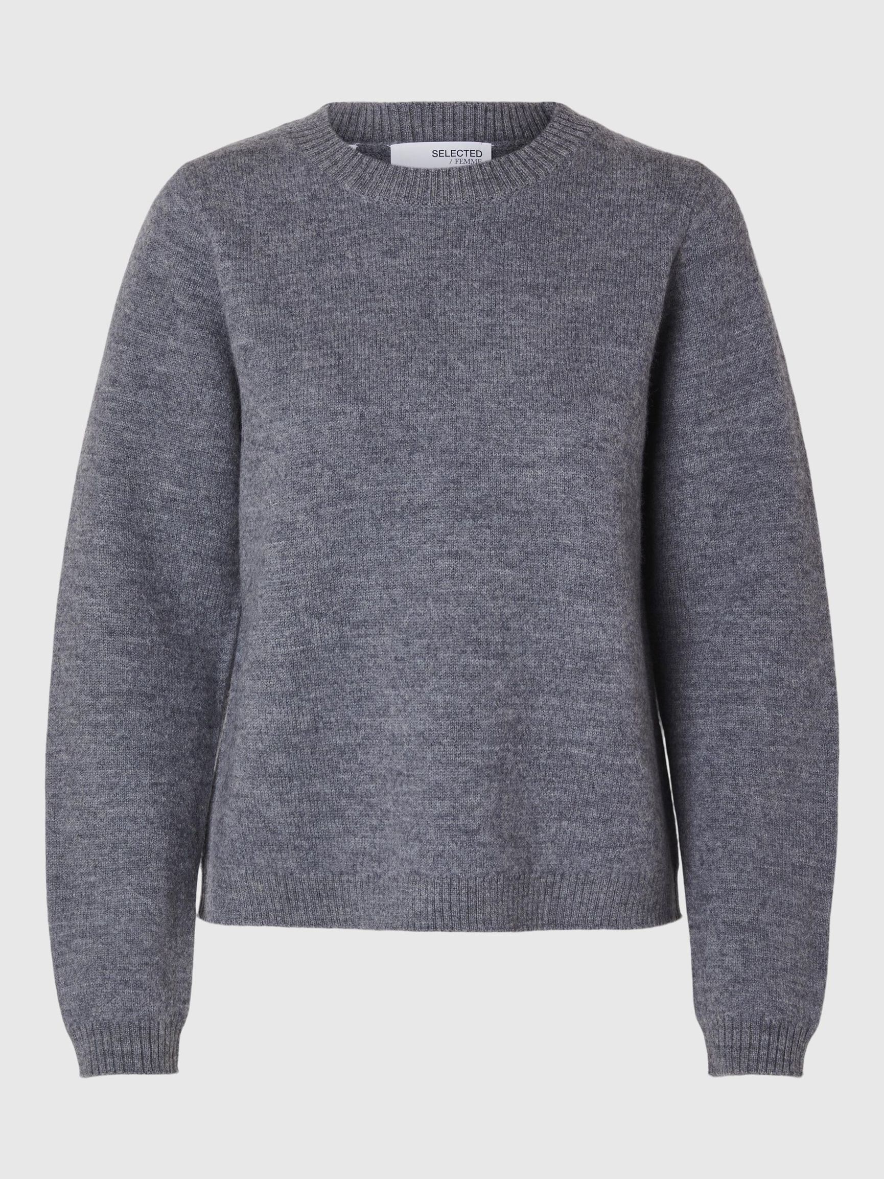 100% WOOL JUMPER, Medium Grey Melange, highres