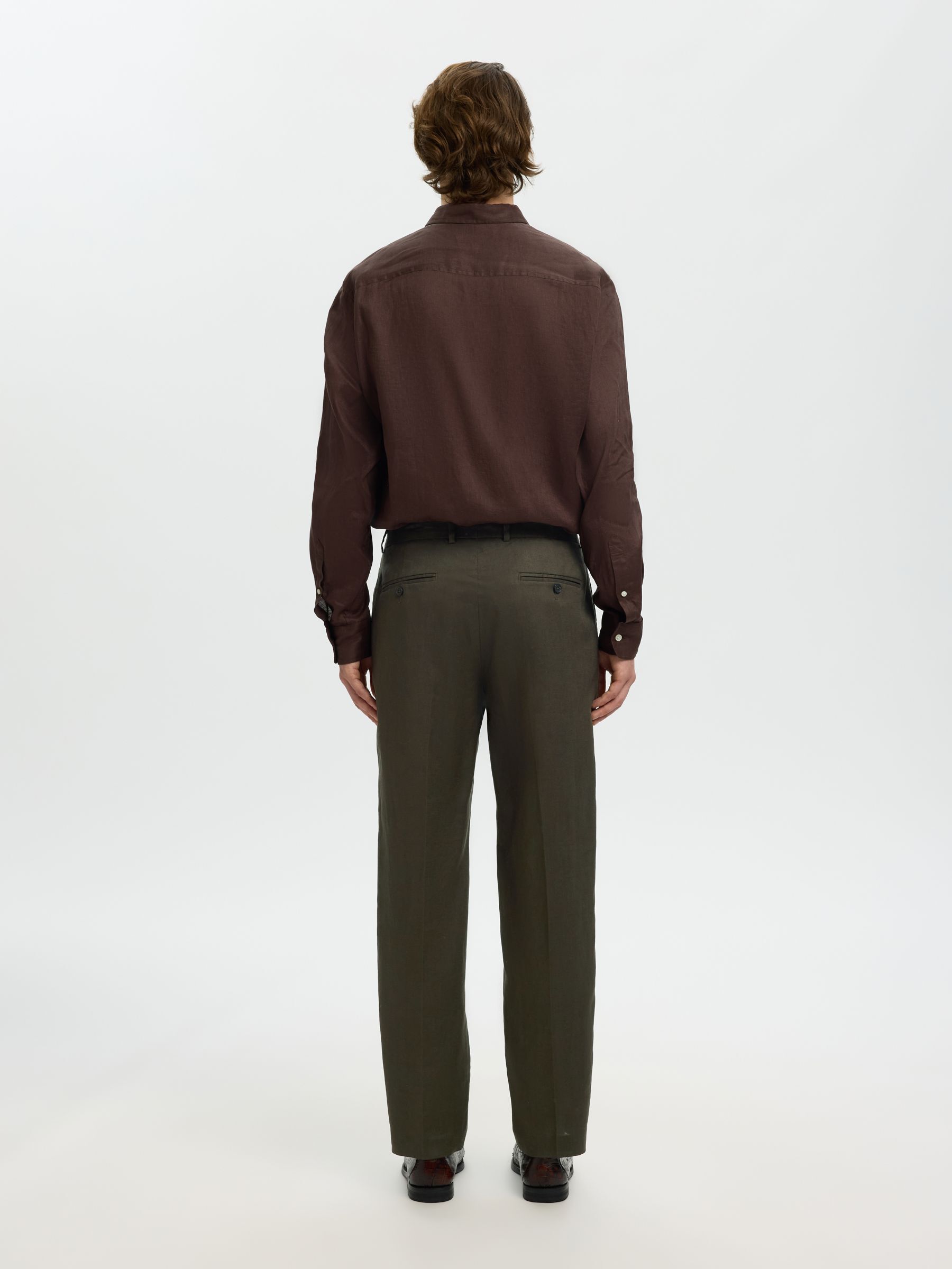 REGULAR FIT LEINEN HOSE, Peat, highres