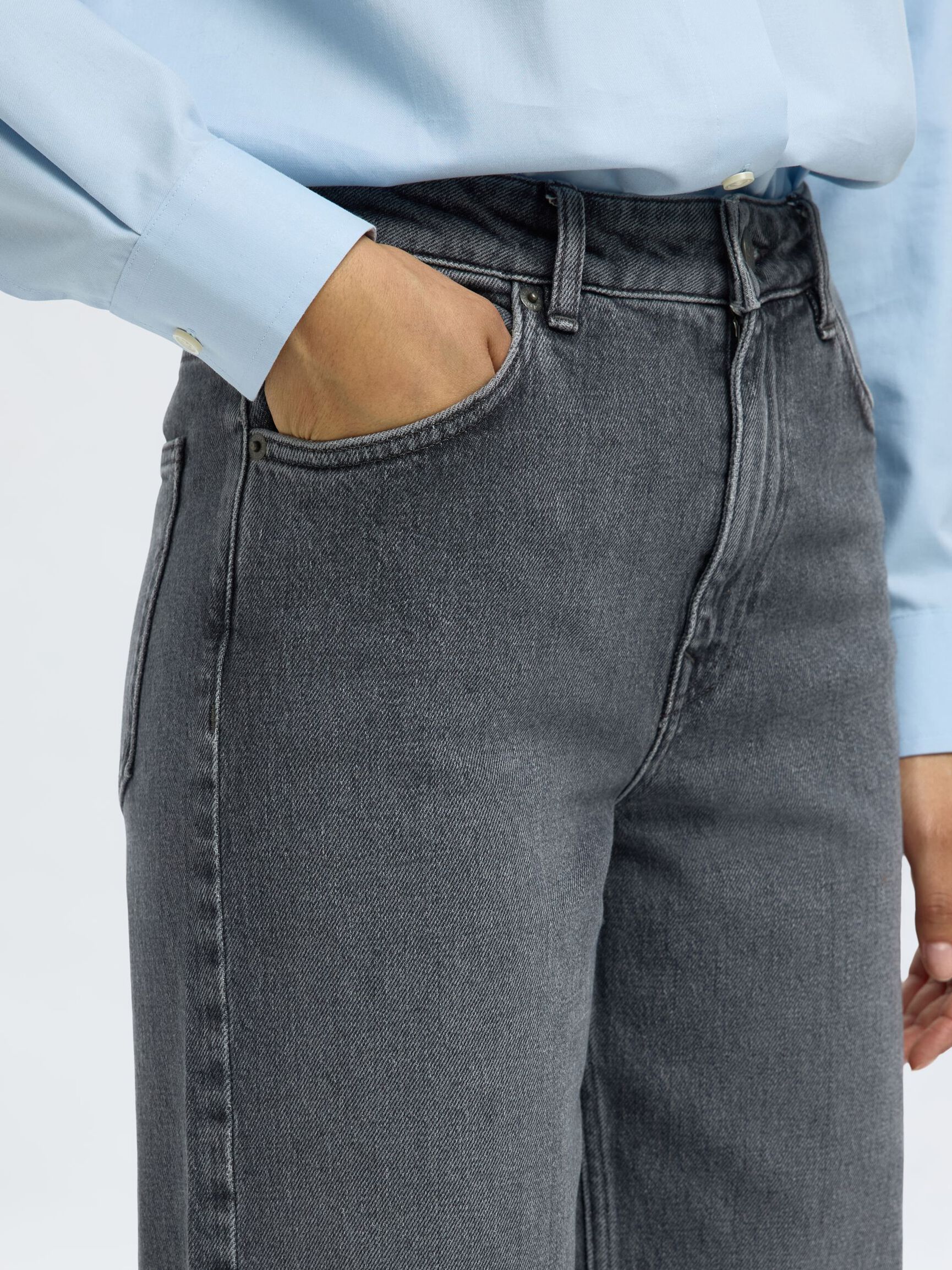 HIGH WAIST WIDE LEG JEANS, Medium Grey Denim, highres