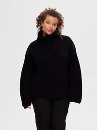 OVERSIZE GROBSTRICKPULLOVER, Black, highres