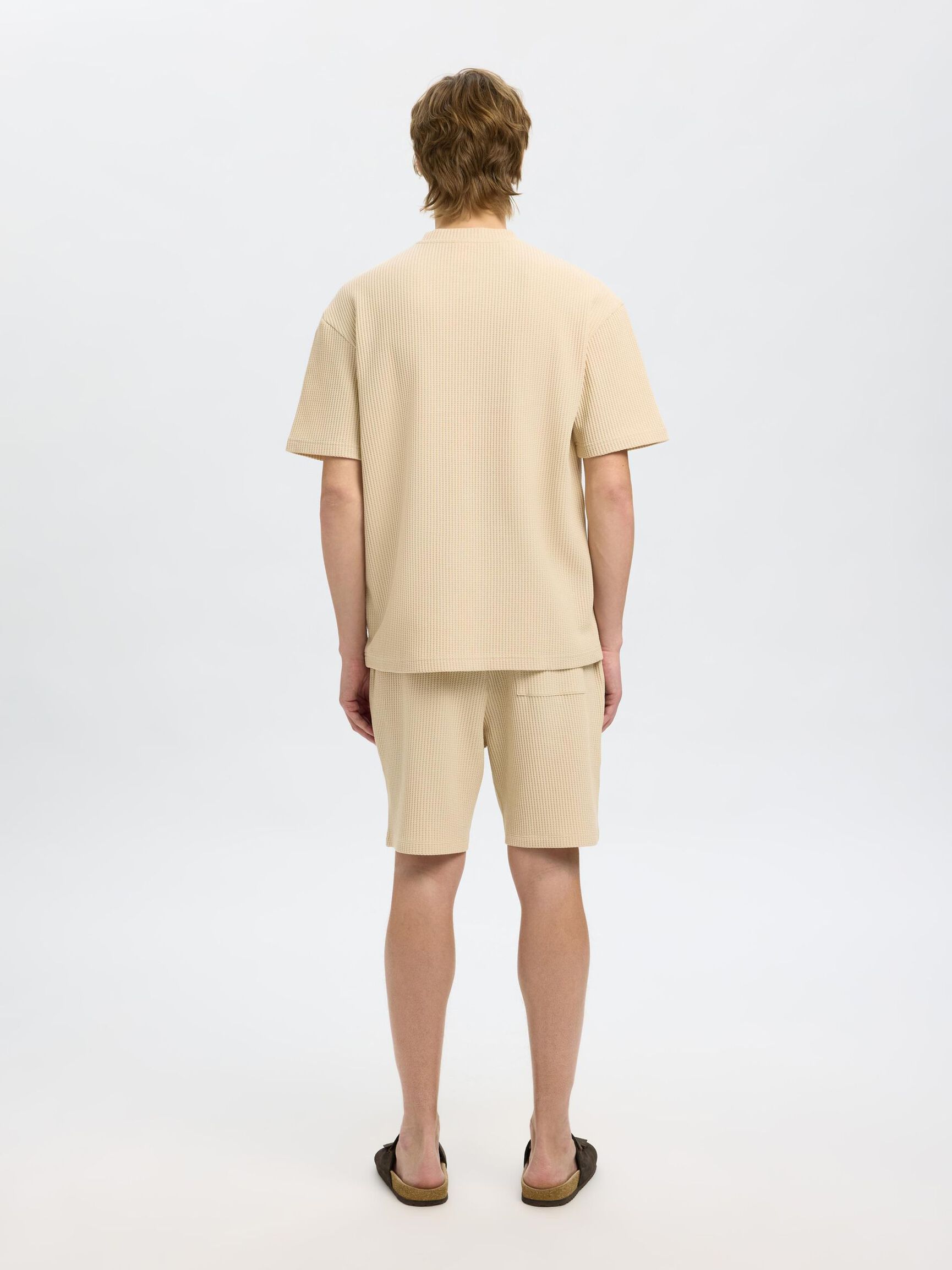 RELAXED FIT WAFFLED  T-SHIRT, Fog, highres