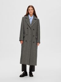 DOBBELTRADET ULDBLANDING FRAKKE, Black, highres