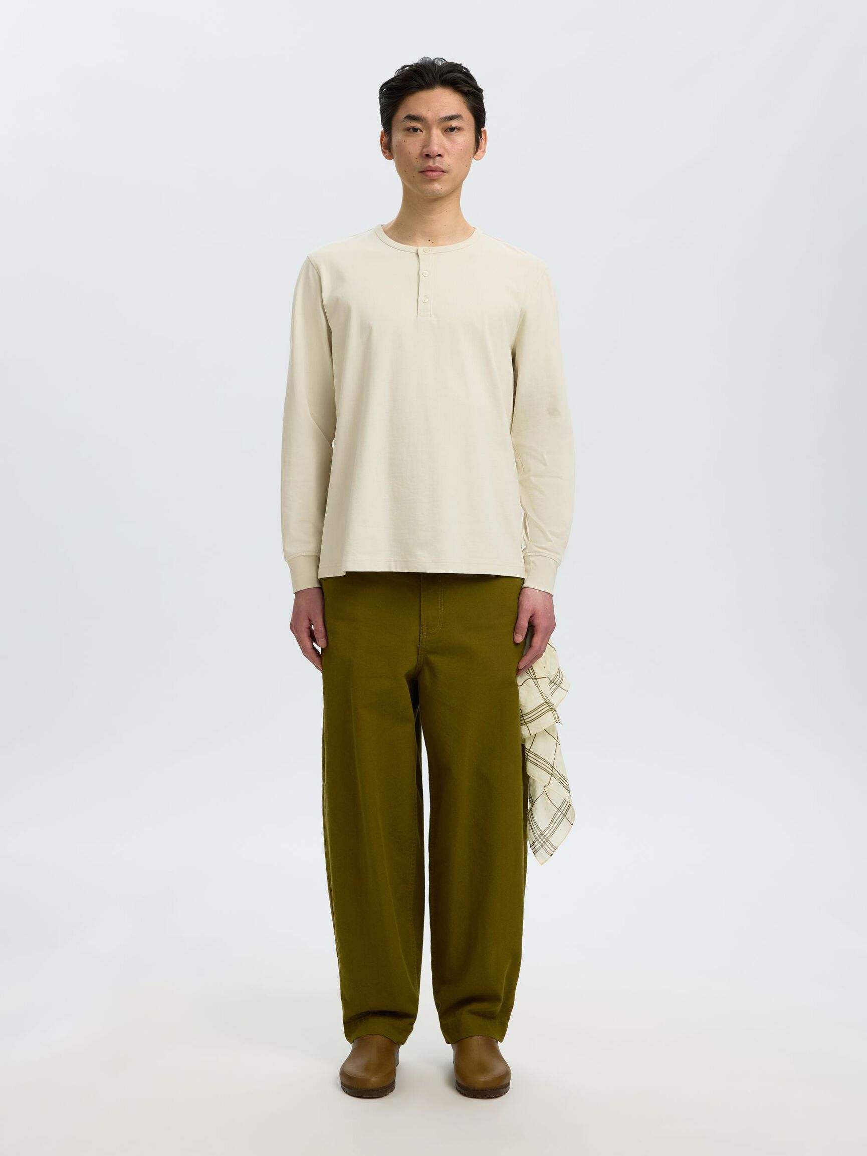 LANGE MOUWEN T-SHIRT, Silver Birch, highres
