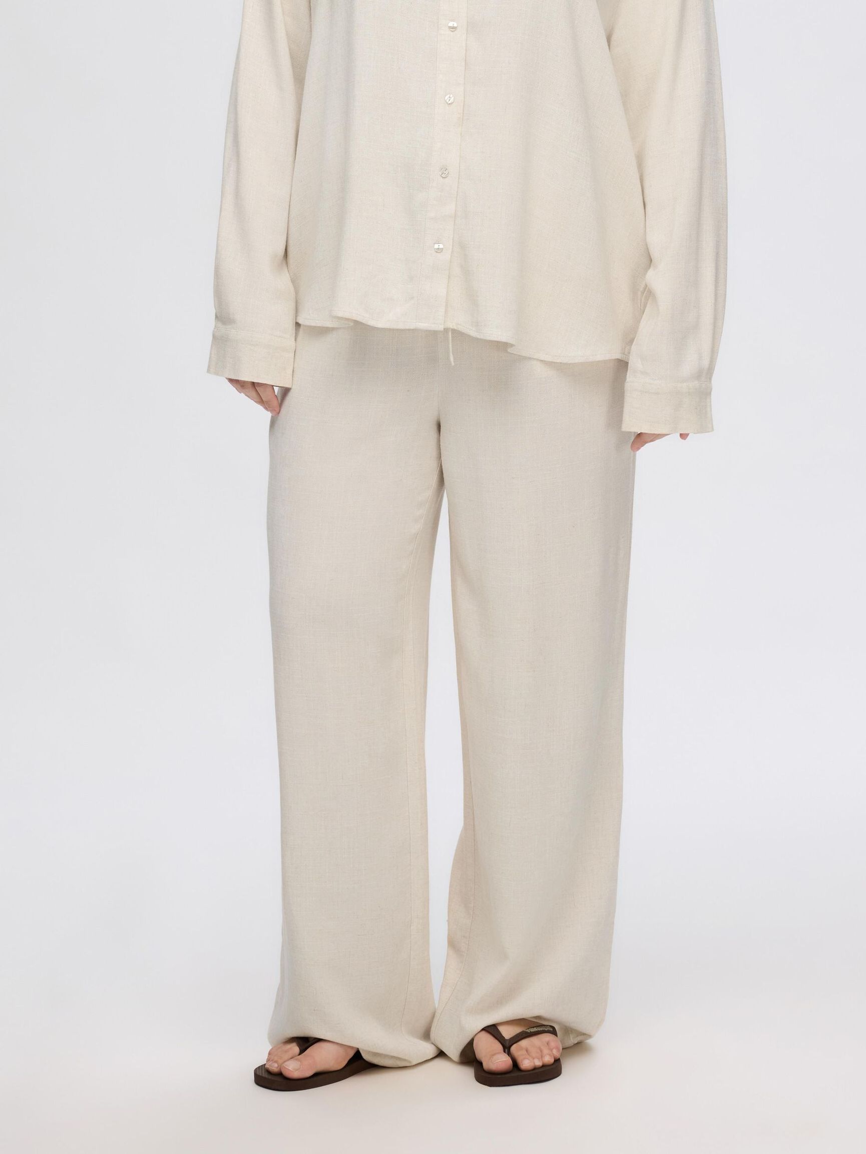 VISCOSE BLEND TROUSERS, Sandshell, highres