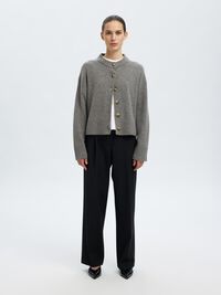 WOLL-KASCHMIR-MIX STRICKJACKE, Medium Grey Melange, highres