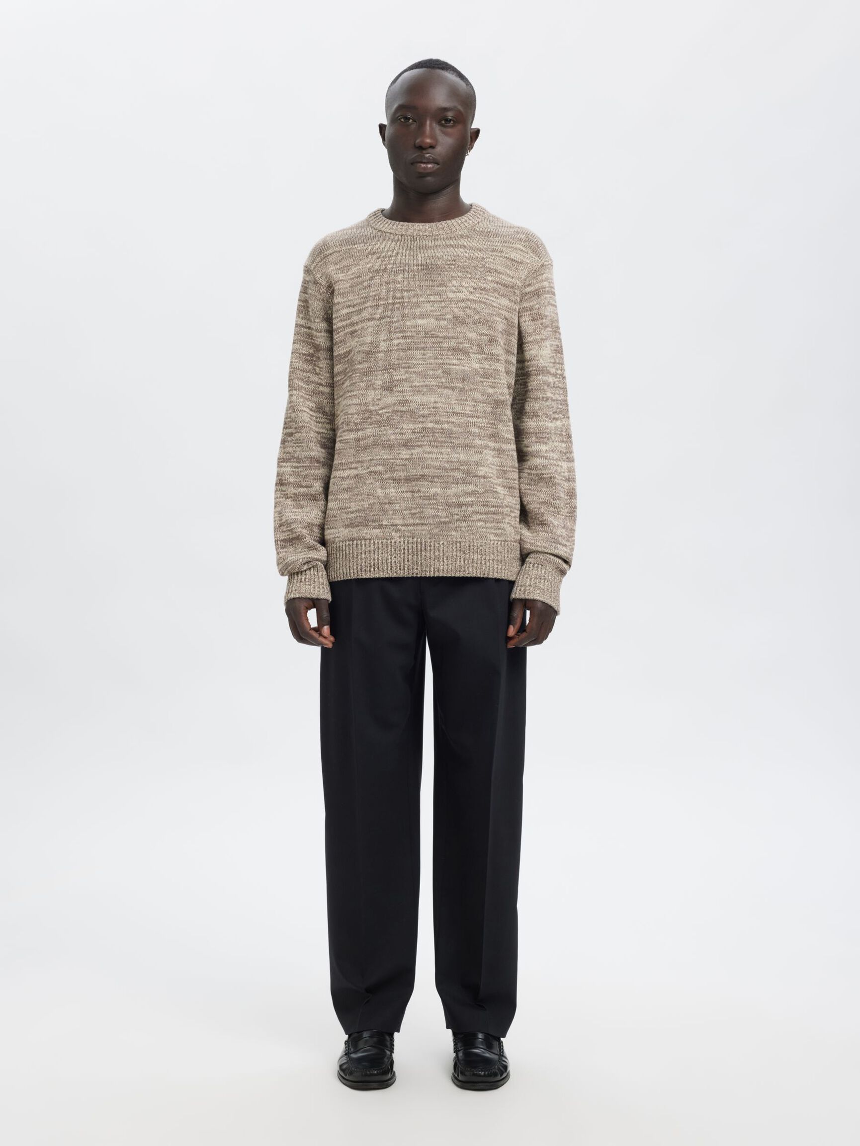 REGULAR FIT  KNITTED PULLOVER, Oatmeal, highres
