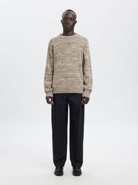 REGULAR FIT  KNITTED PULLOVER, Oatmeal, highres
