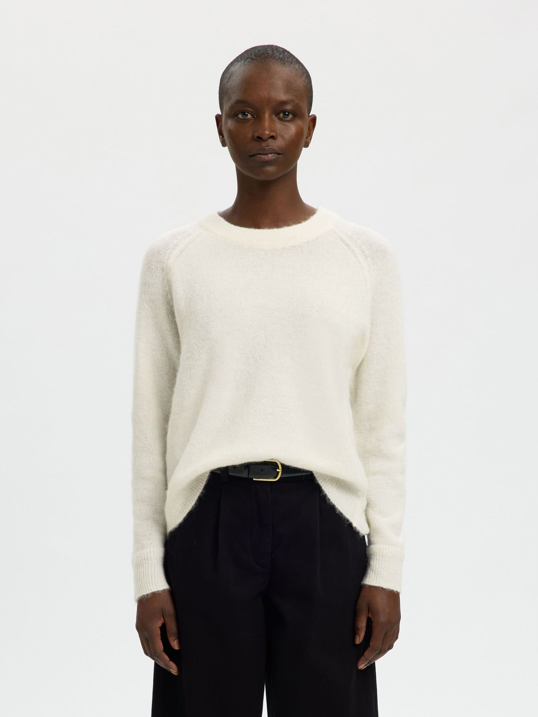 WOOL BLEND JUMPER, Snow White, highres