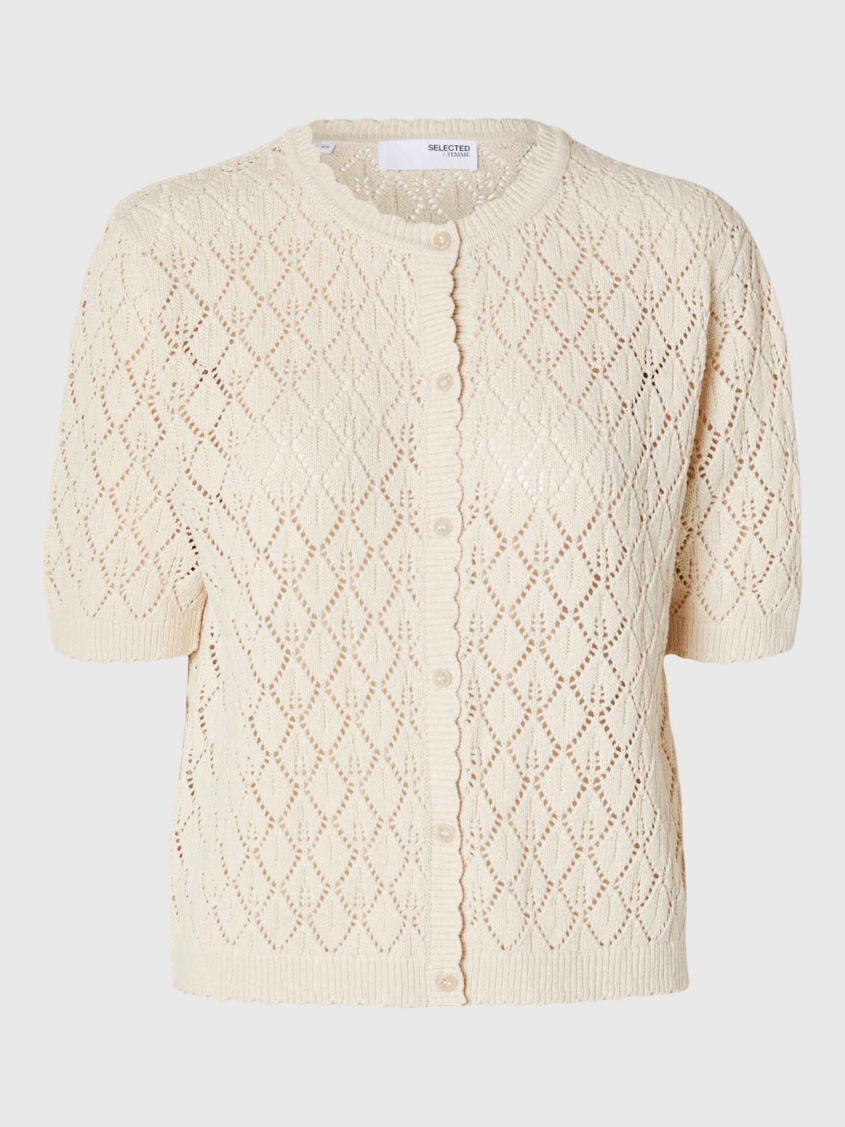 KORTE MOUWEN GEBREID VEST, Birch, highres