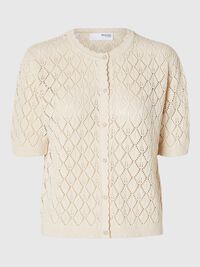 KORTE MOUWEN GEBREID VEST, Birch, highres