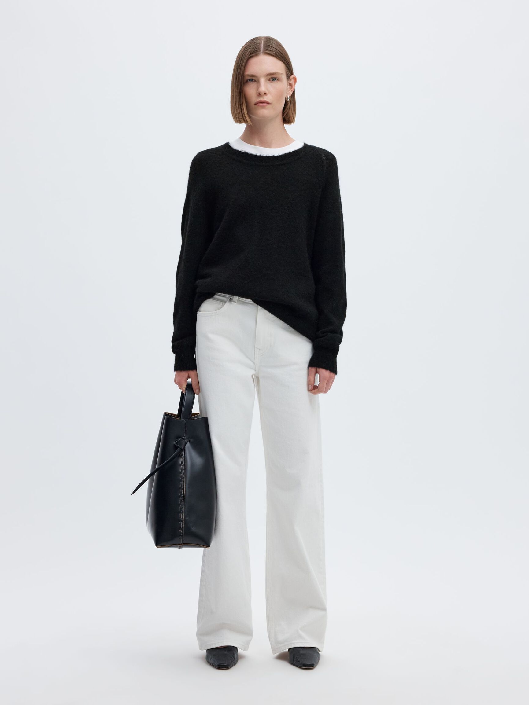 WOOL BLEND JUMPER, Black, highres