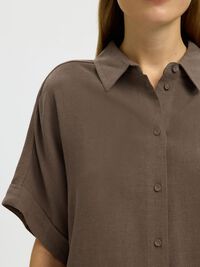 CROPPED SHORT SLEEVED SHIRT, Chocolate Chip, highres