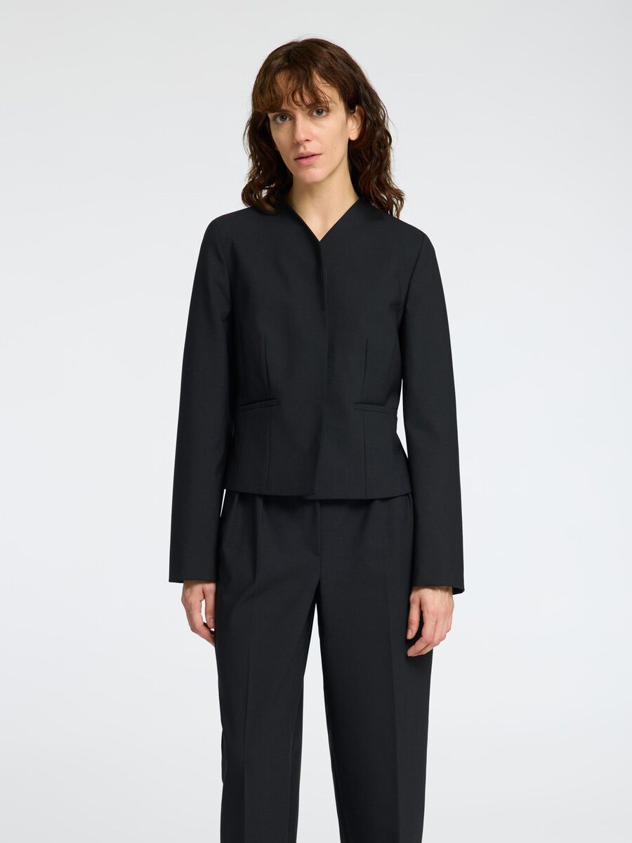 Selected FITTED WOOL BLEND BLAZER, Black, highres - 16097765_Black_003.jpg